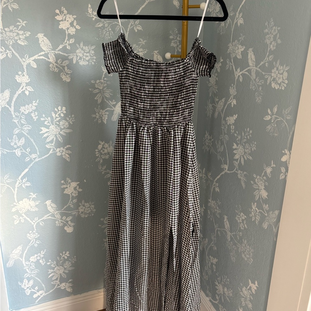 NWT Lulus Patsy Gingham Off Shoulder Maxi Dress Size S - Picture 9 of 9